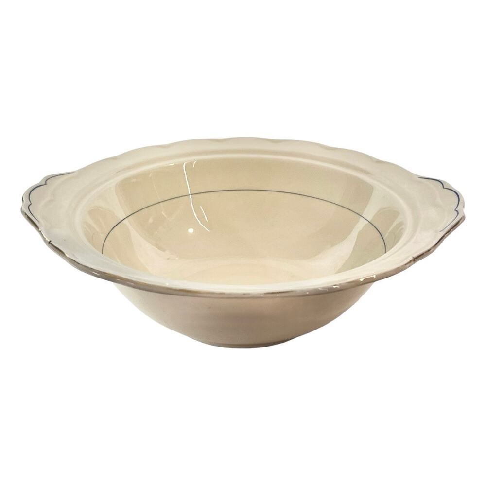Grindley Cream Petal Vegetable Bowl 10" Serving Dish Handles Cream Gold Rim Vtg